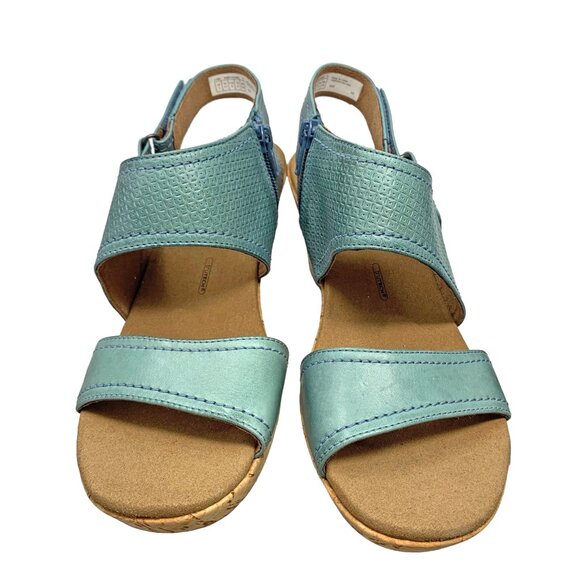 Rockport Cascade Blue Leather Strappy Slingback Zip Wedge Sandals NEW!! - Picture 9 of 13